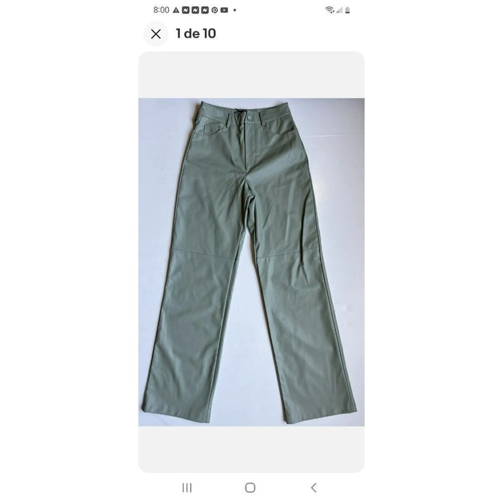 Set ZARA WOMAN FAUX LEATHER STRAIGHT LEG PANTS BLAZER SEA GREEN | 9640/023 XS - Picture 4 of 7